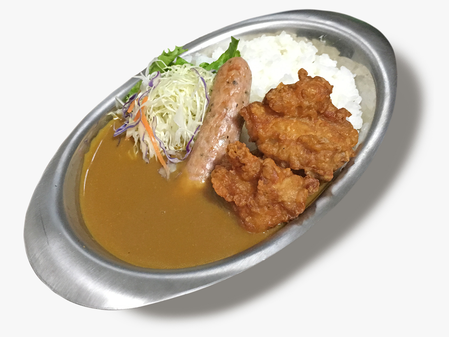 ソーセージと唐揚げのカレーライス